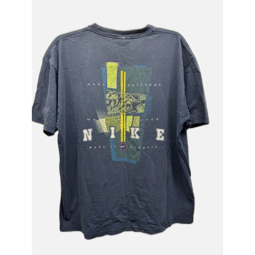 Nike Blue T Shirt Large Made To Succeed Since 1971 Swish Logo 90s Streetwear